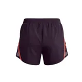 Short Under Armour Fly By 2.0 de mujer color negro con detalles en naranja, con cintura elástica, calce holgado y logo estampado en la pierna izquierda.