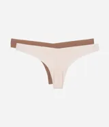 Kit de dos bombachas bikini confeccionadas en microfibra color beige y marrón.