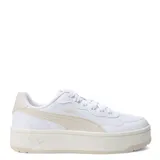 Championes urbanos Puma Court Lally Skye, color blanco con detalles en beige, plataforma y cordones.
