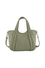 Cartera color verde oliva con organizador interno y tira regulable y desmontable.