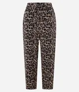 Pantalón pijama de crepé con estampado de leopardo, tiro alto con lazo y punteras en el cordón.
