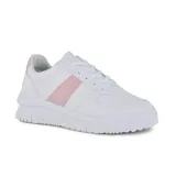 Championes blancos con detalles en rosa, de estilo casual y deportivo.