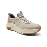 Championes deportivos Skechers Slip-Ins BOBS Sport Sparrow Flex, color beige con detalles en marrón. Diseño vegano con capellada de tejido de punto técnico, ajuste elástico y plantilla acolchada Skechers Memory Foam.