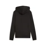 Buzo hoodie Puma ESS N°1 Logo, color negro con logo blanco estampado en el pecho, corte clásico, capucha con cordón ajustable y bolsillo tipo canguro.