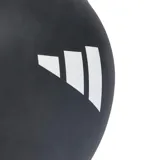Gorro de natación Adidas 3S unisex de silicona color negro con logo de la marca en blanco.