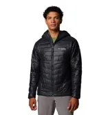 Campera Columbia Platinum Peak II negra con capucha, tecnología Omni-Heat Infinity, plumón sintético reciclado, sistema Interchange de 3 puntos, ribete en la capucha y los puños, bolsillo interior, bolsillos laterales con cremallera y dobladillo ajustable con ceñidor.