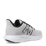 Championes New Balance 411 V3 para hombre, color gris claro con detalles en negro y blanco.