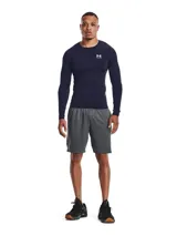 Remera de compresión Under Armour HeatGear de manga larga, color negro con logo blanco en el pecho.