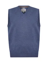 Chaleco gris de lana con cuello en V y calce regular.