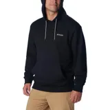 Buzo hoodie negro de Columbia, con cordones ajustables blancos y logo de la marca en el pecho. Tiene bolsillo tipo canguro y puños y cintura acanalados.