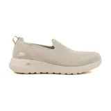 Championes Skechers GOwalk Joy - Sensational Day color beige, con capellada de malla deportiva transpirable, plantilla Air Cooled Goga Mat, media suela con amortiguación 5GEN y suela flexible con tracción.