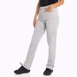 Pantalón de trekking negro desmontable, con cintura elástica, cinturón interno ajustable, bolsillos con cierre y elástico en los tobillos.