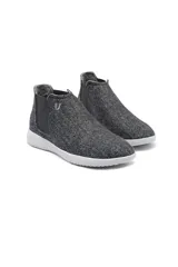 Botín Chelsea de lana merino color gris claro con suela blanca de EVA.