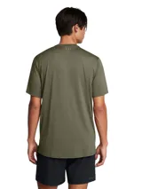 Remera deportiva Under Armour Vanish Energy color celeste, de corte clásico, mangas cortas y logo estampado en el pecho.