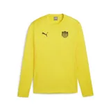 Buzo deportivo de fútbol Puma del Club Atlético Peñarol, modelo Train Sweat. Diseño amarillo con detalles en negro, cuello redondo y mangas largas. Incluye logo de Puma y escudo del club en el frente.