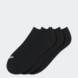 Pack de tres pares de medias Adidas Originals, color negro, de corte bajo y con logo del trifolio en blanco.