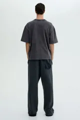 Remera gris con efecto lavado, corte holgado, cuello redondo y estampado de un águila, cactus y texto "Rodeo Sunset".