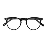 Anteojos de eco acetato negros, de forma redonda.