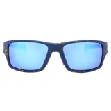 Gafas de sol recicladas, color azul con lentes espejados y polarizados, diseño unisex.