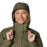 Campera 3 en 1 Columbia Bugaboo III, color verde oliva, con sistema Interchange. Capa exterior impermeable y transpirable con tecnología Omni-Tech y costuras selladas. Capa interior de polar termorreflectante Omni-Heat.