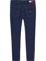 Jeans Tommy Jeans modelo Simon, corte skinny, color azul oscuro.