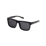 Lentes de sol MDQ modelo Nukka, de marco cuadrado color negro y lentes grises.