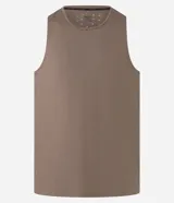 Musculosa deportiva marrón de dry fit con cuello redondo y espalda con diseño laser cut.