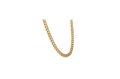 Cadena de acero con baño de oro, de 1 cm de espesor y 65 cm de largo.