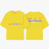 Camiseta celeste con estampado frontal y trasero con el texto "Ittai Stars" en color rojo y azul.