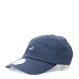 Gorra de gabardina azul con logo de Puma bordado en el frente.