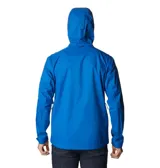Campera impermeable Columbia Evapouration Jacket, color celeste, con capucha ajustable, cierre frontal completo, bolsillos laterales con cierre y ventilación en las axilas.