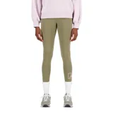 Calza larga color verde oliva de algodón con elastano, cintura alta y logo de New Balance estampado en blanco en la pantorrilla.