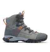 Bota de trekking Columbia Geoterra Outdry, color gris con detalles en naranja.