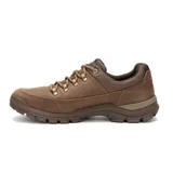 Zapatillas Caterpillar Threshold Hiker Low de cuero color marrón, con forro de malla de nylon, plantilla acolchada, entresuela de EVA y suela de goma.