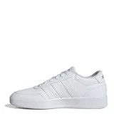 Championes Adidas Breaknet 3.0, color blanco con detalles dorados en el logo de la lengüeta. Diseño de corte bajo con tres franjas perforadas en el lateral y suela de goma.
