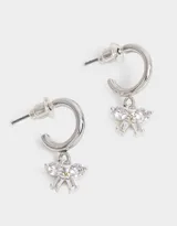 Aros argolla bañados en plata con dije de moño y cubic zirconia.