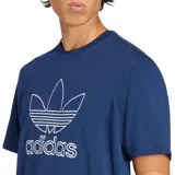 Remera azul de algodón con logo Adidas Outline Trefoil estampado en blanco en el pecho.