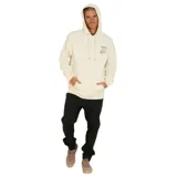 Canguro beige con capucha y cordones ajustables, bolsillo tipo canguro y logo Volcom estampado en el pecho.