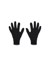 Guantes negros Under Armour Storm Liner, ligeros y ajustados, ideales para correr en climas frescos o como capa base bajo otros guantes en climas fríos.