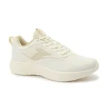 Championes de running color crema con detalles en blanco y logo de la marca en el lateral.