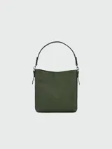 Bolso tipo hobo Longchamp modelo 3D M, color verde oliva, confeccionado en cuero granulado.