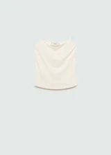 Top color crema de tejido fluido con tirantes finos, escote recto y diseño entallado.