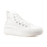 Zapatillas deportivas de caña alta color blanco, con cordones y suela de plataforma.