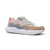 Championes Hi-Tec Lea de estilo casual, con capellada de cuero sintético en combinación de colores: blanco, beige, gris, rosa y marrón.