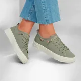 Championes Skechers Bobs Copa, color verde oliva, con capellada de lona y cuero sintético, cordones y plataforma de goma.