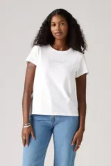 Remera blanca de algodón con logo de Levi's estampado en el pecho.