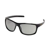 Lentes de sol unisex MDQ modelo Rincon, con montura negra y lentes fotocromáticas grises.