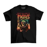 Remera negra de algodón con estampado de la banda Thirty Seconds to Mars con un astronauta calavera.