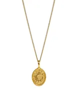 Collar dorado con dije de sol y dije de yin yang.