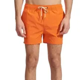Short de baño color naranja, con cintura elástica y cordón ajustable.